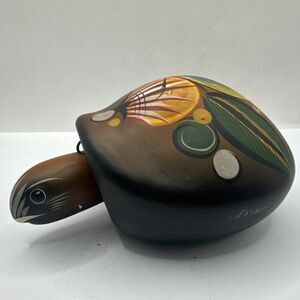 Beautiful Vintage Hand Crafted Mexican Talavera Style Pottery Bobble Head Turtle